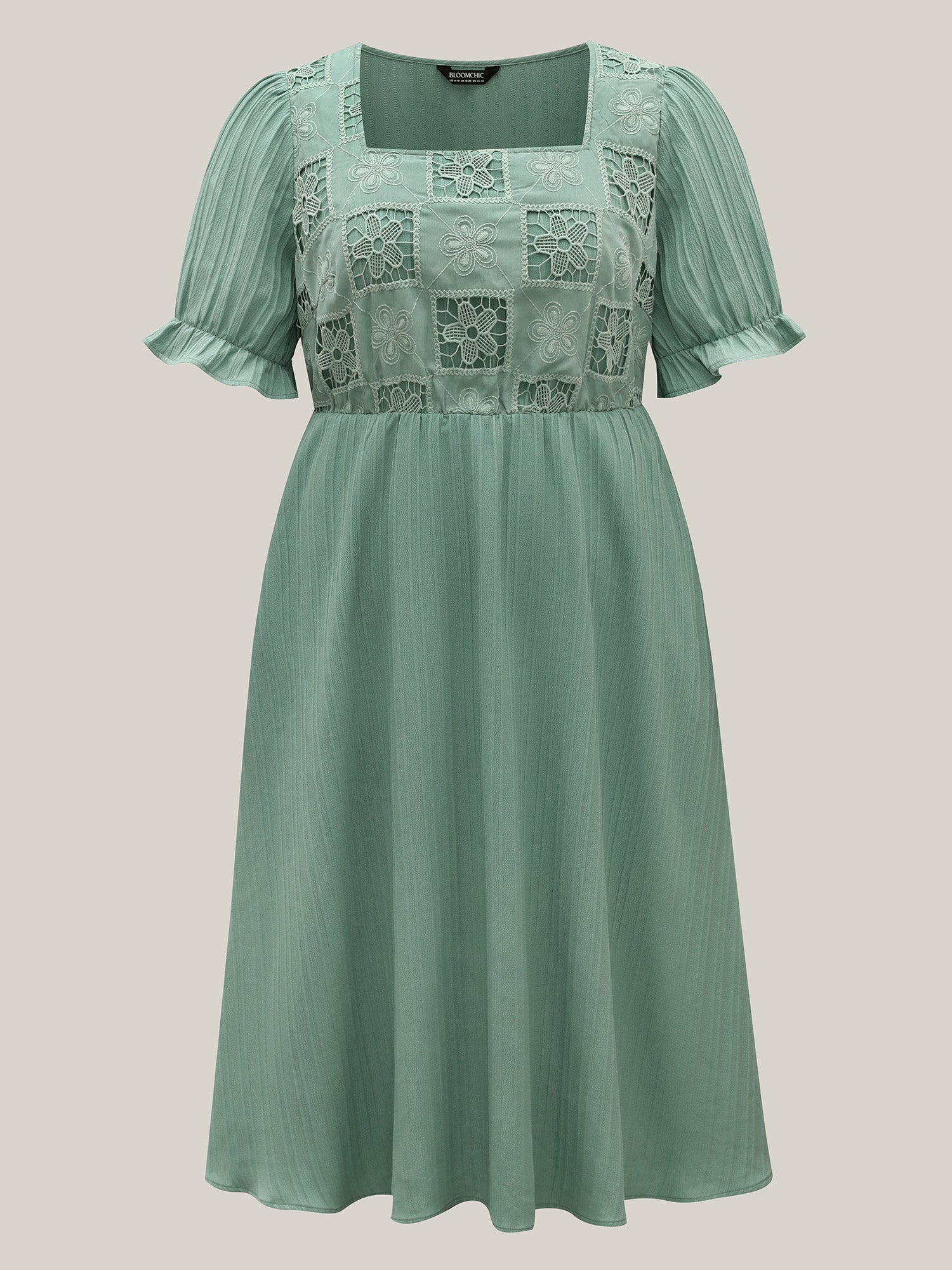 Lace Cut-Out Pockets Midi Dress