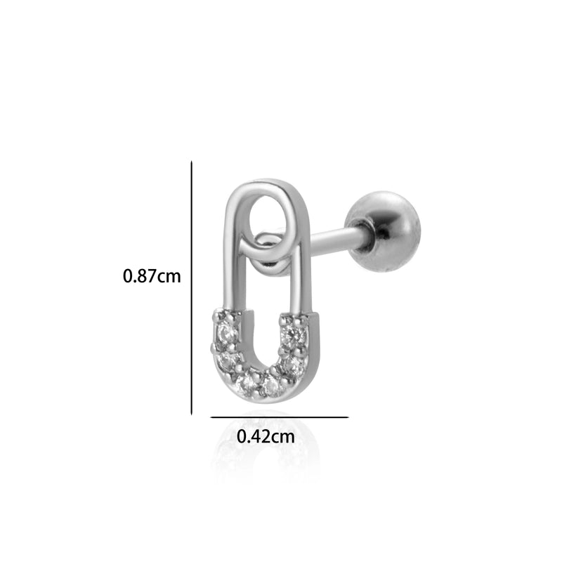 1 Piece Ear Cartilage Rings & Studs Minimalist Classic Style Heart Shape Wings Flower 316L Stainless Steel  Copper Plating Inlay Zircon