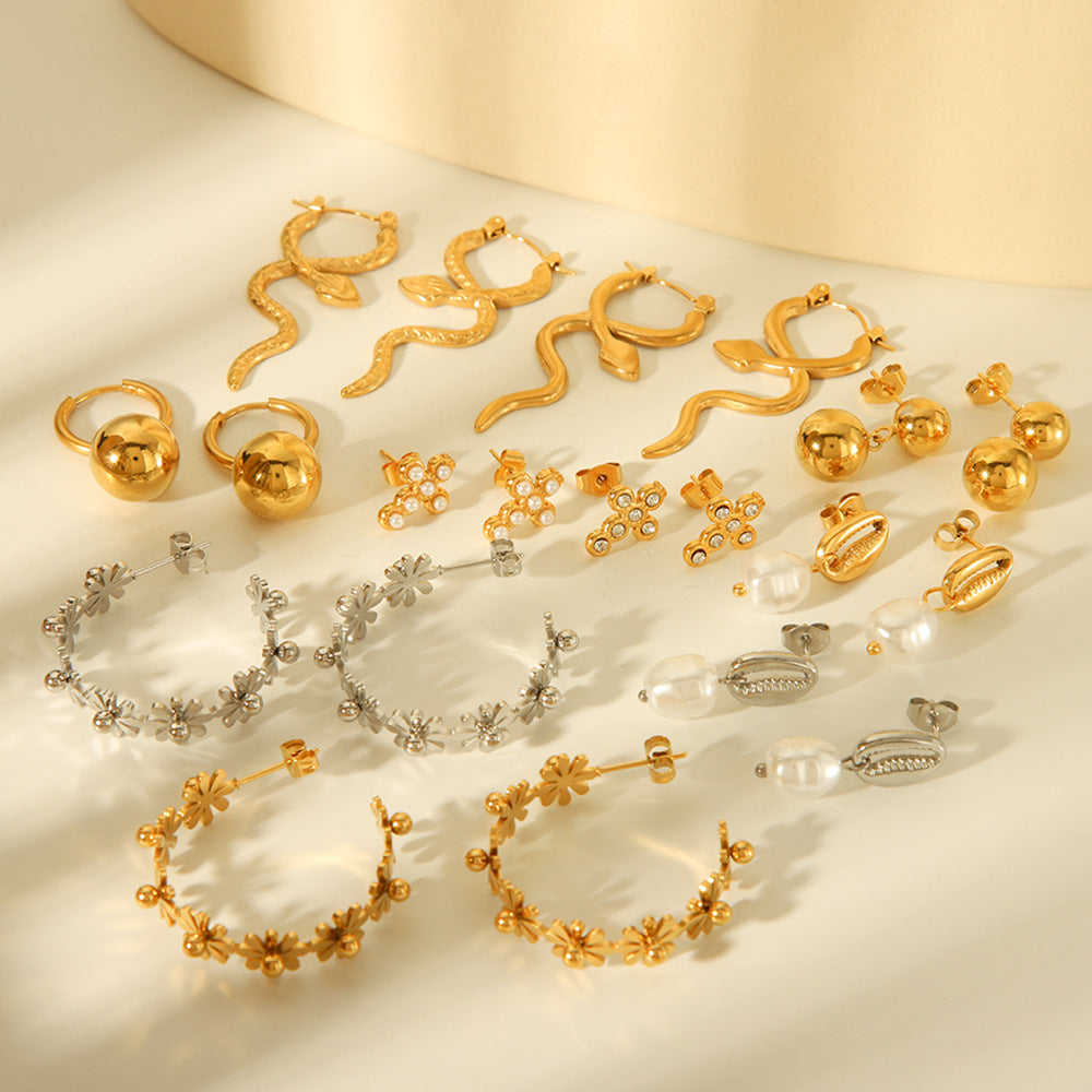 IG Style Geometric Stainless Steel Electroplating Earrings