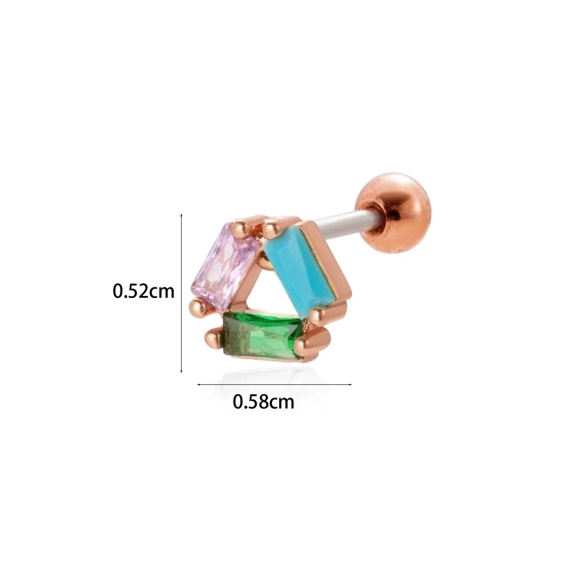 1 Piece Ear Cartilage Rings & Studs Minimalist Classic Style Heart Shape Wings Flower 316L Stainless Steel  Copper Plating Inlay Zircon