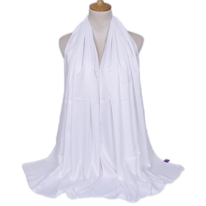 Women's Lady Solid Color Satin Silk Scarves