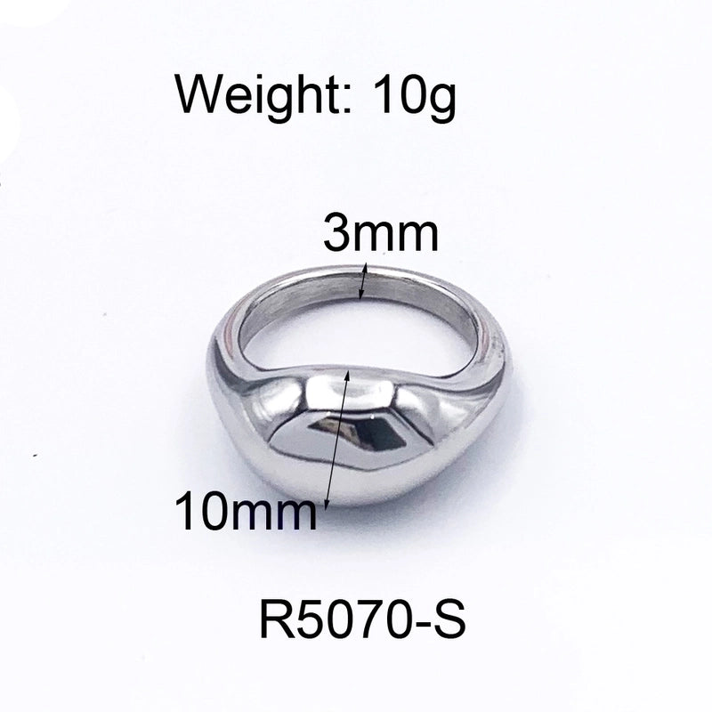 Fashion Solid Color 304 Stainless Steel Titanium Steel 18K Gold Plated Plating Rings