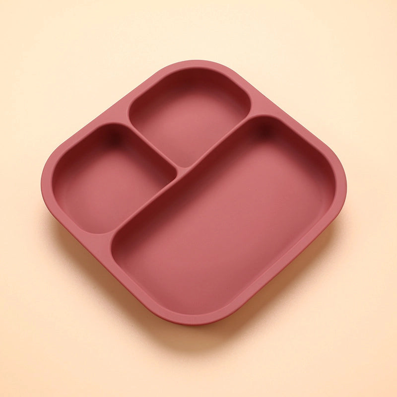 Silicone Plate Food Grade Complementary Food Sucker Bowl Square  Tableware Thickened Drop-resistant Tableware