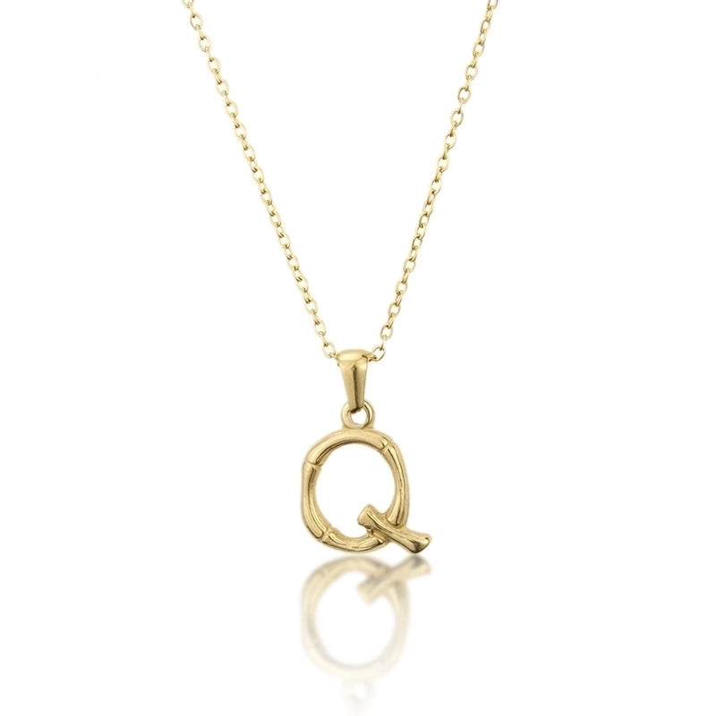 Platform New Stainless Steel Antique Slub-shaped 26 Letter Necklace Hot Gold English Titanium Steel Pendant
