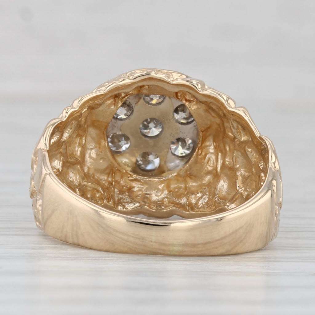 0.72ctw Diamond Cluster Nugget Ring 14k Yellow Gold Belcher Setting Size 8