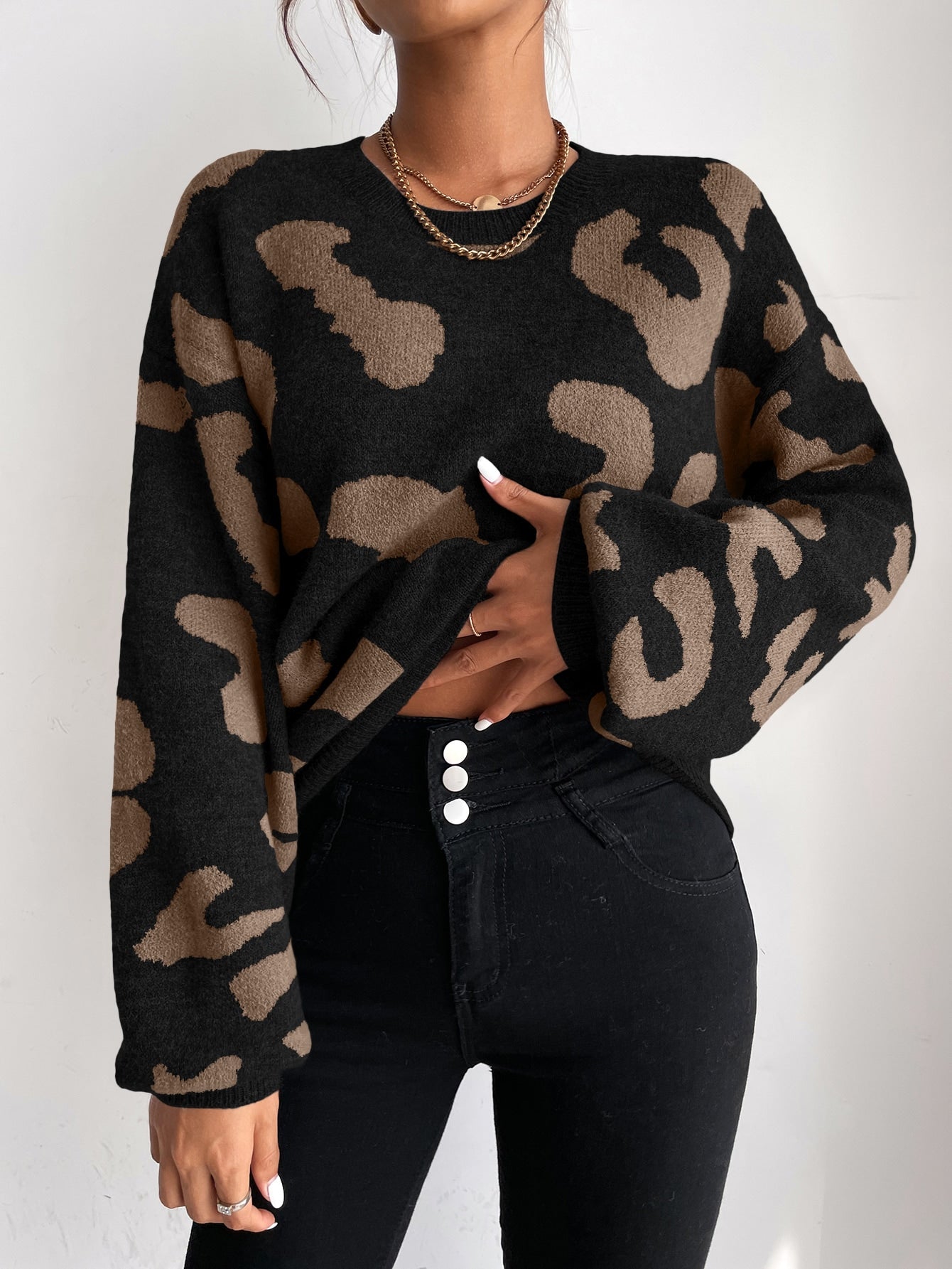 Parien Drop Shoulder Fluffy Knit Sweater