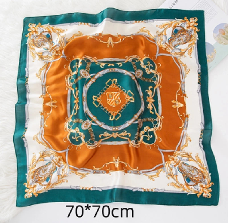 Women's Lady Modern Style Classic Style Printing Square Satin Silk Scarf