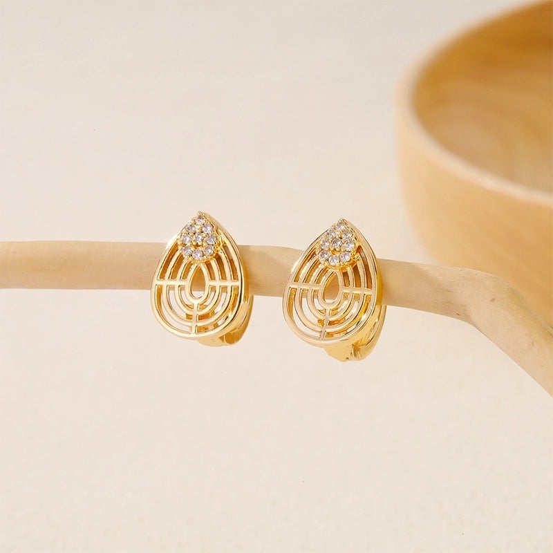 1 Piece IG Style Minimalist Geometric Inlay Copper Zircon Earrings