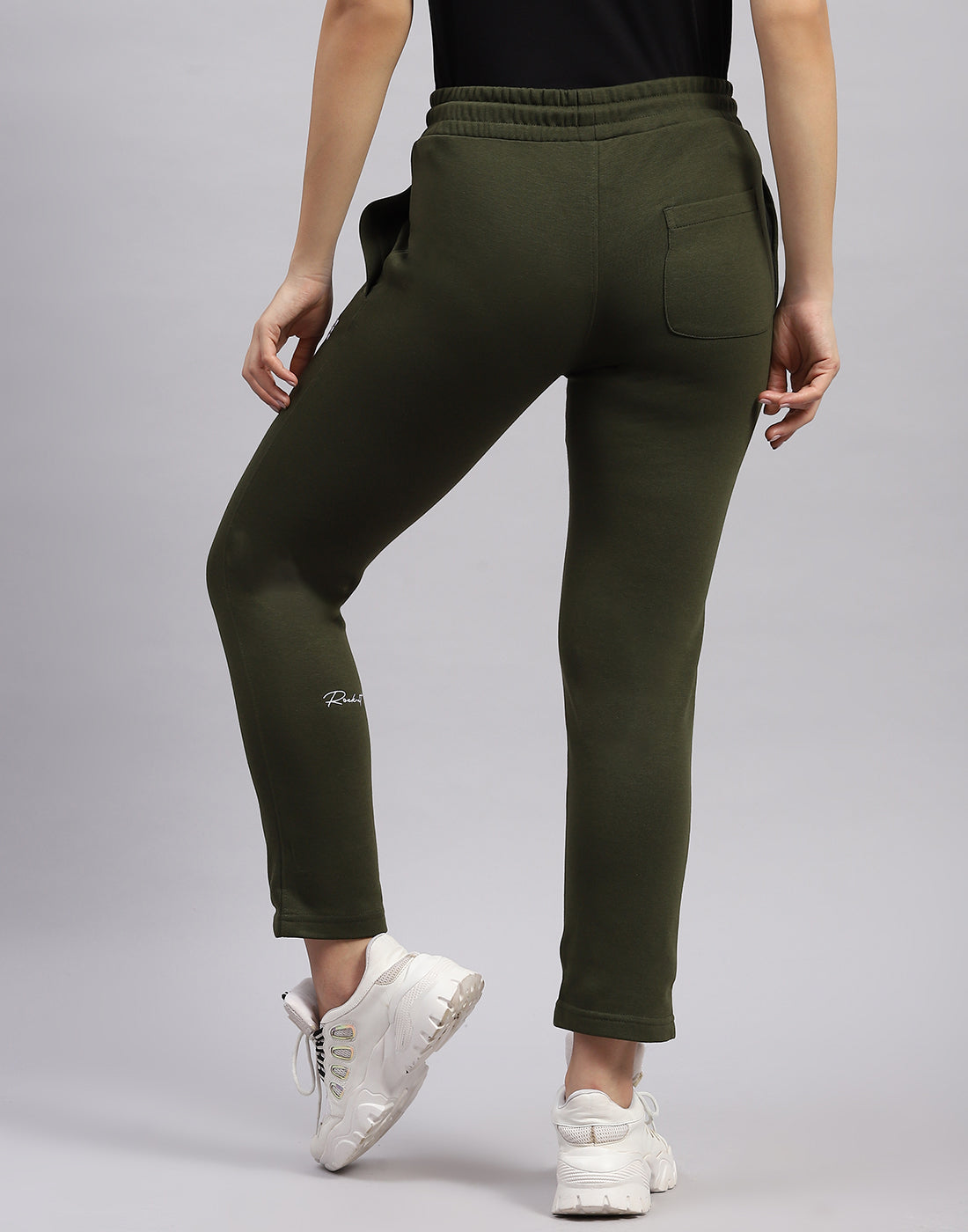 Women Olive Solid Regular Fit Lower