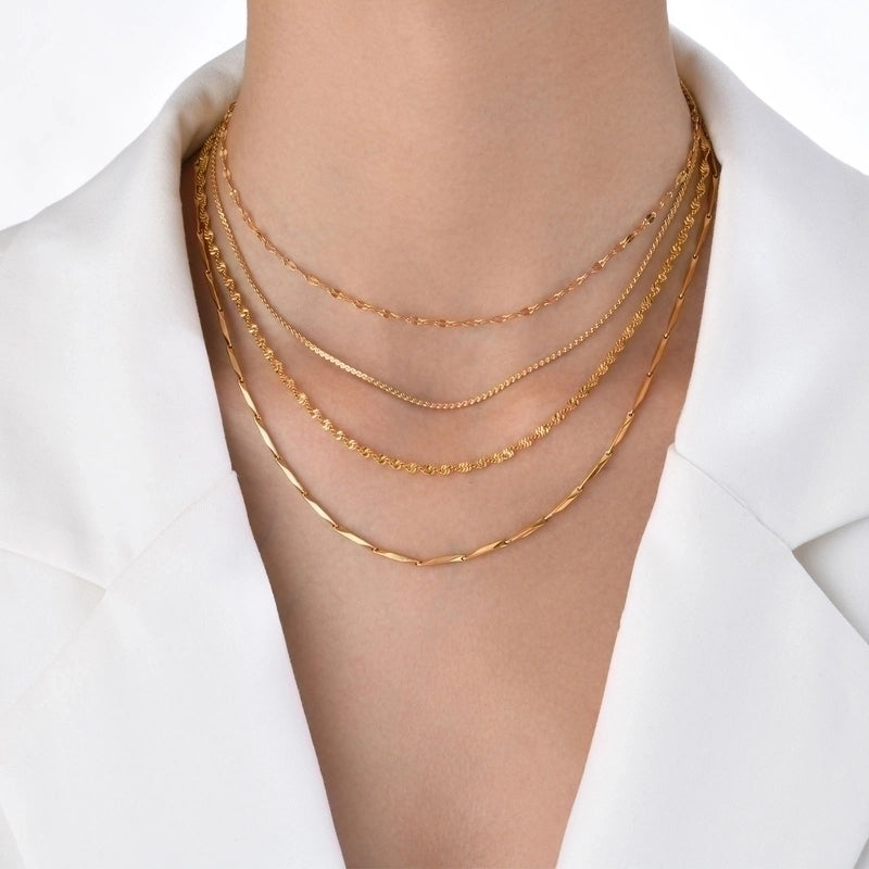 201 Stainless Steel 18K Gold Plated Minimalist Plating Solid Color Necklace
