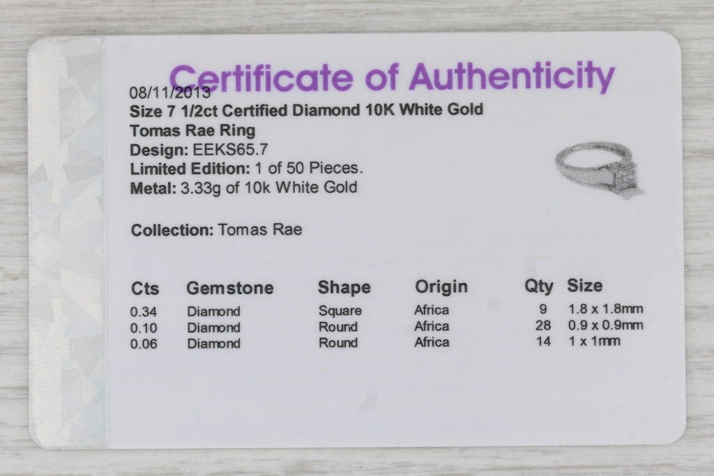 0.50ctw Diamond Engagement Ring 10k White Gold Size 6.25 Tomas Rae