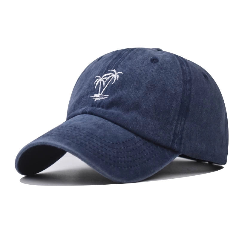 Unisex Basic Coconut Tree Embroidery Crimping Baseball Cap