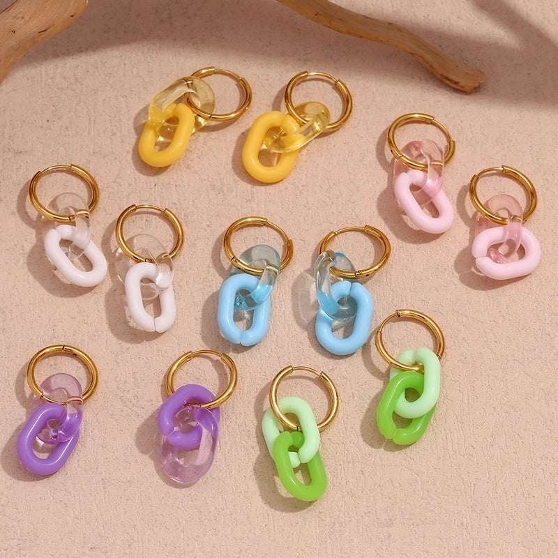 1 Pair Sweet Minimalist Classic Style Solid Color Plating 304 Stainless Steel 18K Gold Plated Drop Earrings