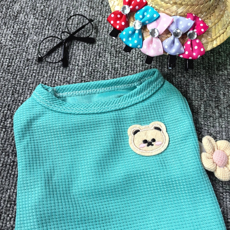 Pet Clothes Cat And Dog Clothes Spring And Summer New Waffle Pet Vest Medium And Small Dog Teddy Bichon Dog Clothing