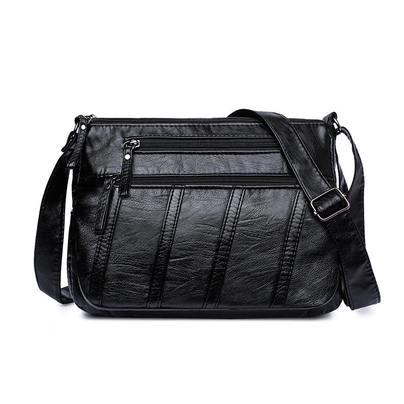 Women's Large Pu Leather Solid Color Streetwear Square Zipper Shoulder Bag Crossbody Bag