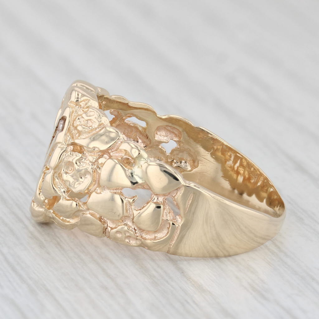 0.18ctw Diamond Nugget Ring 14k Yellow Gold Men's Size 10.75