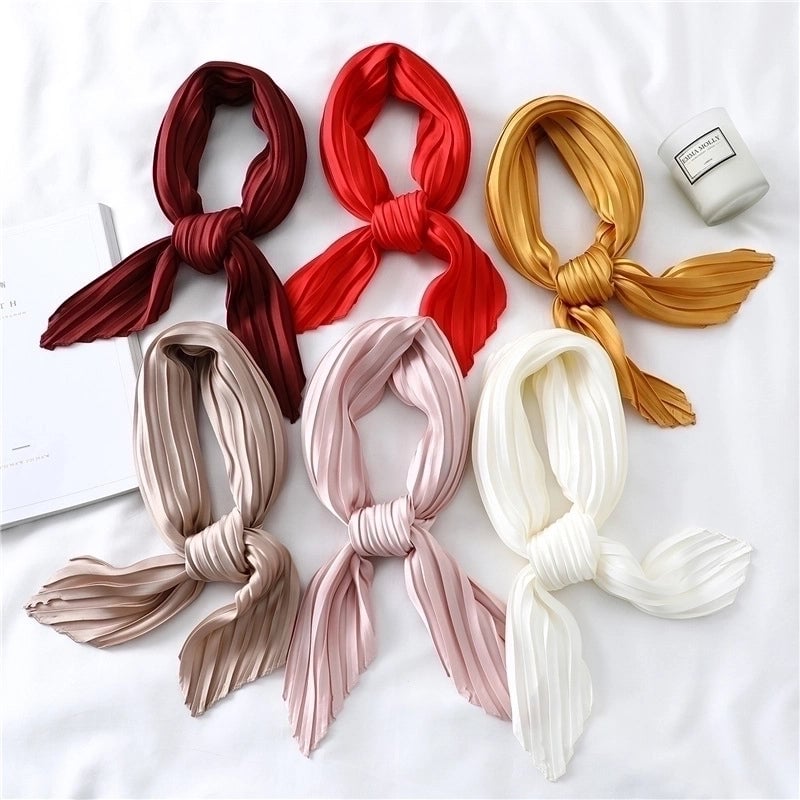 Women's Elegant Solid Color Satin Silk Scarves