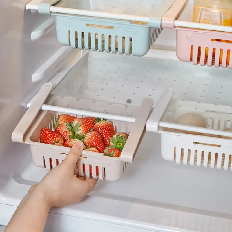 ADJUSTABLE FRIDGE STORAGE BASKET