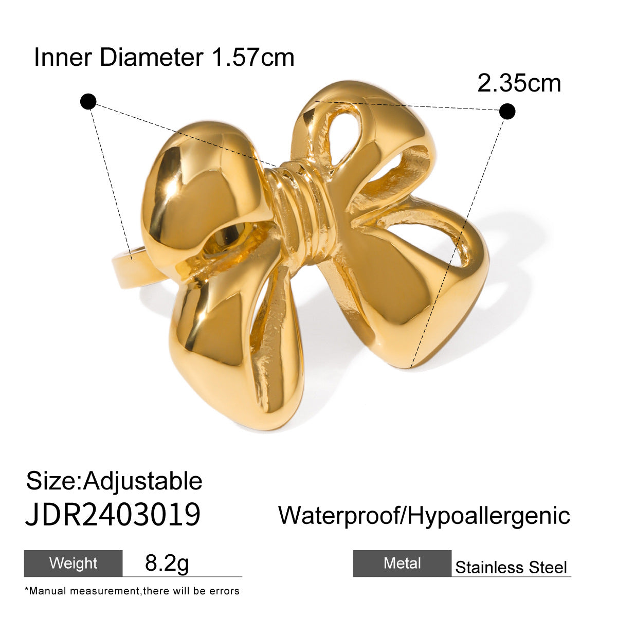 Bowknot Titanium Steel Necklace Earrings Ring Stainless Steel