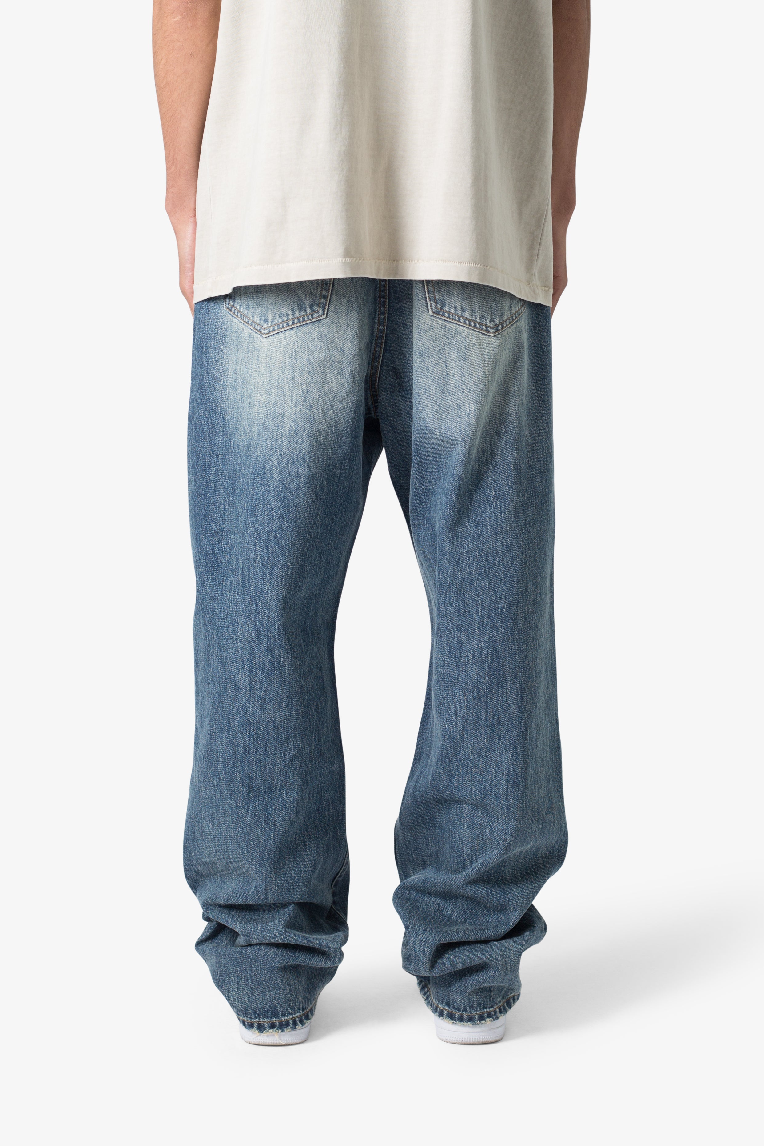 Ultra Baggy One Knee Thrashed Denim - Blue