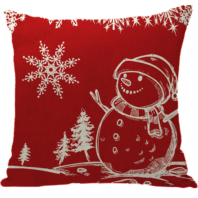 Fashion Letter Snowflake Elk Linen Pillow Cases