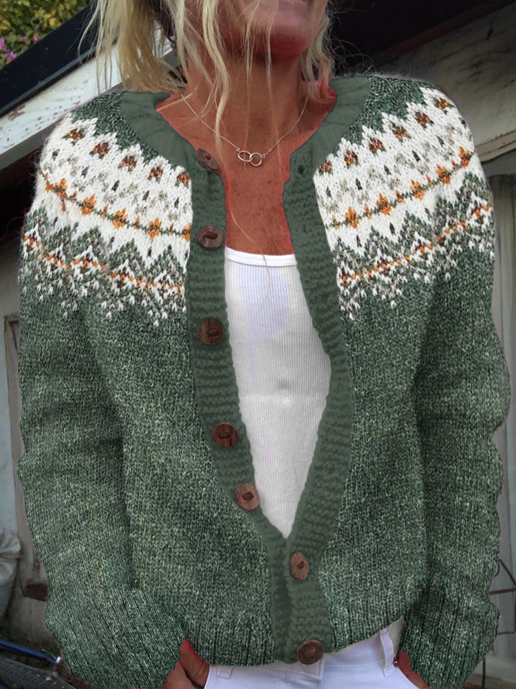 Fairman Island Snowflake Contrast Sweater Cardigan