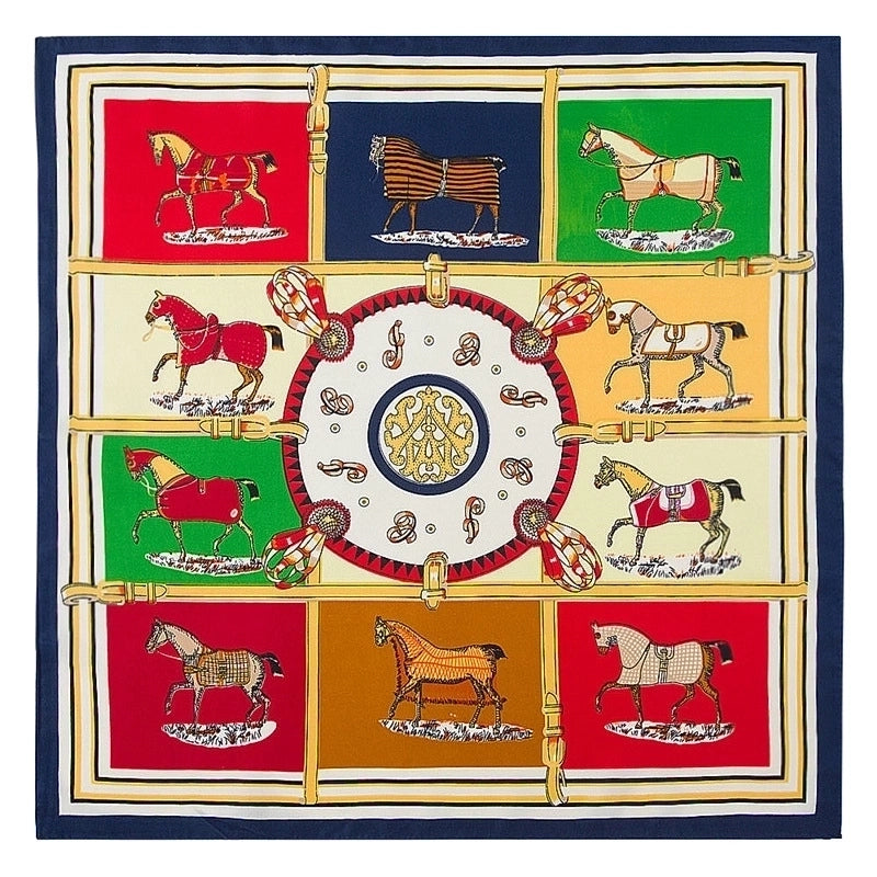 Ladies New 60cm Simulation Silk Twill Silk Carriage Flower Square Scarf