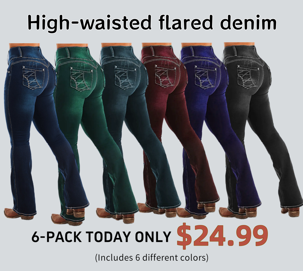 FINAL SALE⚡$24.99 for 6 packs⚡- High-waisted flared denim casual pants (Multiple Colors)