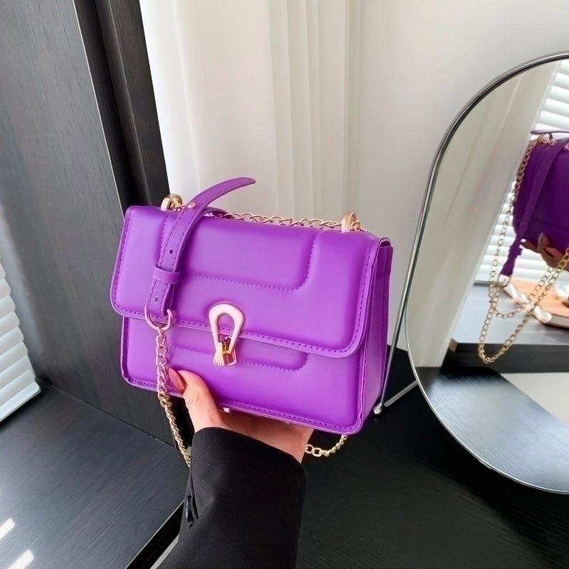 Women's Pu Leather Solid Color Classic Style Flip Cover Shoulder Bag