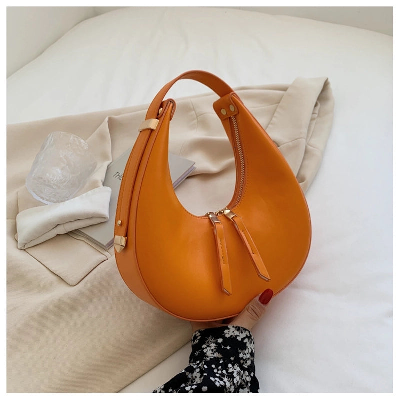 Women's Medium All Seasons Pu Leather Solid Color Streetwear Zipper Handbag