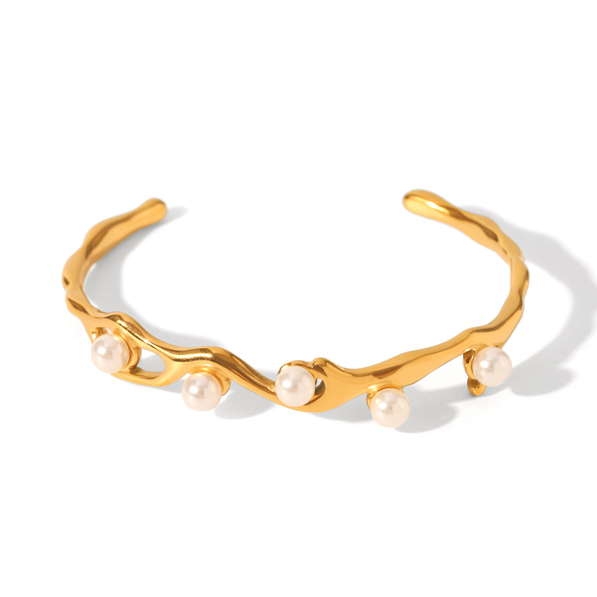 Stainless Steel Bracelet Irregular Pearl Open Bracelet Titanium Steel Jewelry