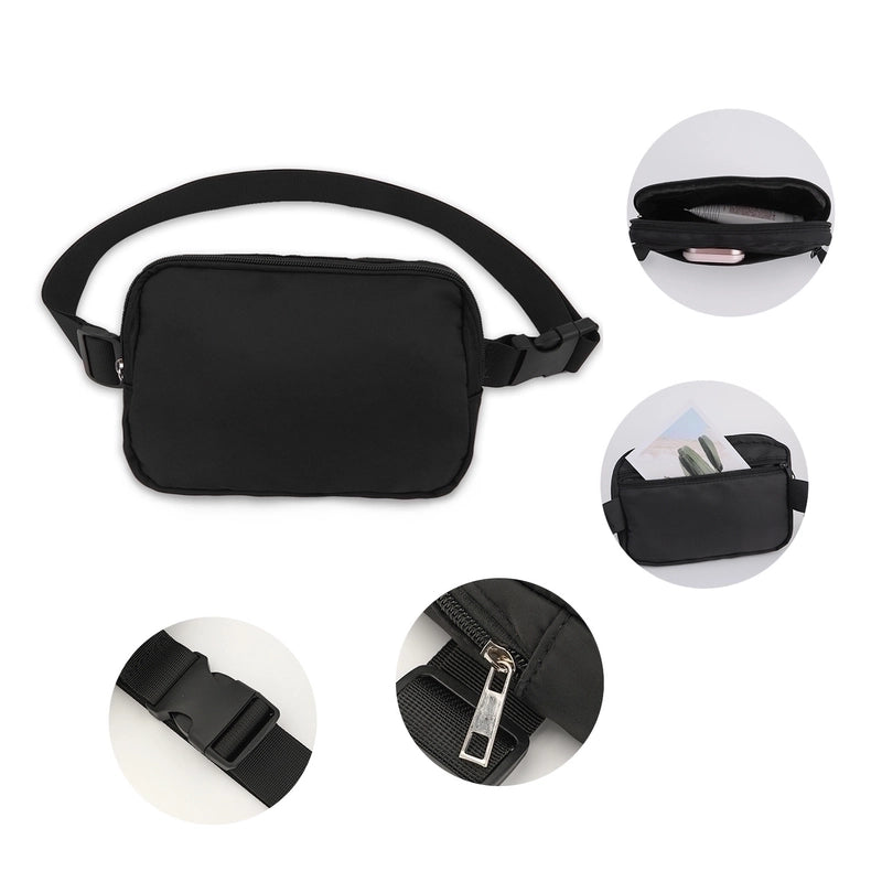 Women's Classic Style Solid Color Nylon Waterproof Waist Bags