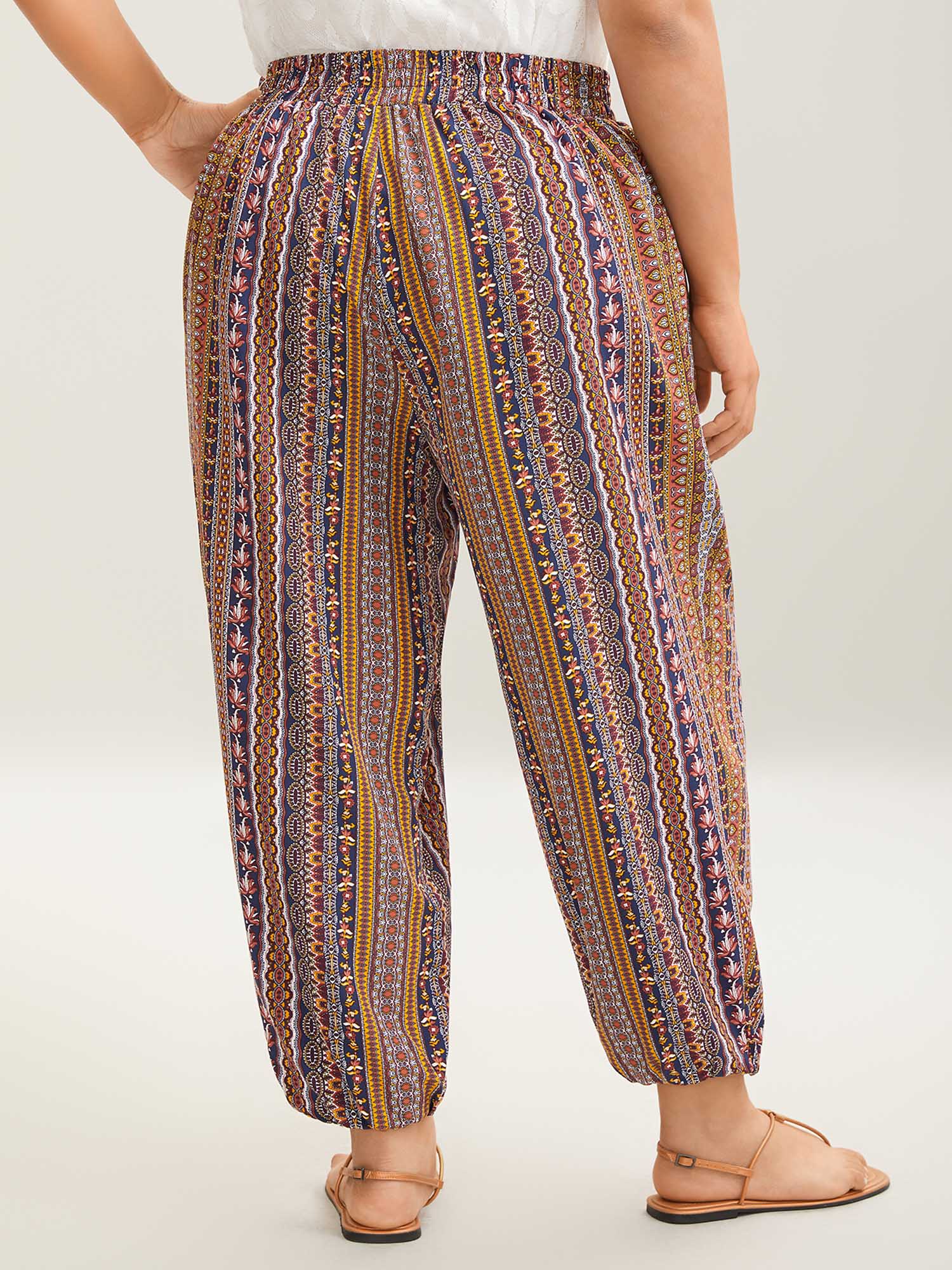 Boho Striped Split Jogger Pants