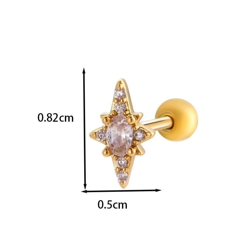 1 Piece Ear Cartilage Rings & Studs IG Style French Style  Water Droplets Flower Copper Inlay Zircon