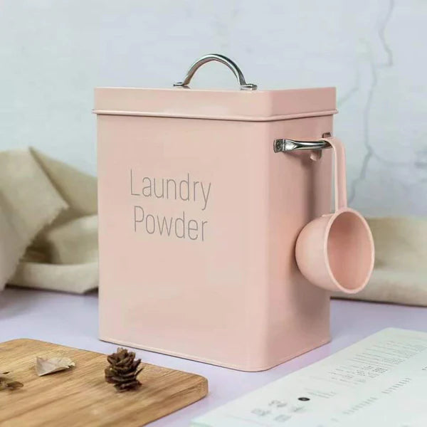 Washing Powder Bucket. Multi-Purpose Storage Box Laundry Powder Tin Square Laundry Powder Storage Box