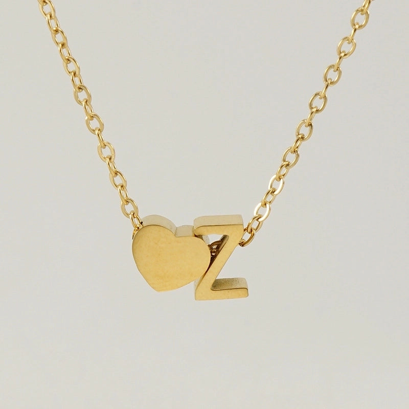 Fashion Letter Heart Shape 304 Stainless Steel 18K Gold Plated Gold Plated Stainless Steel Necklaces