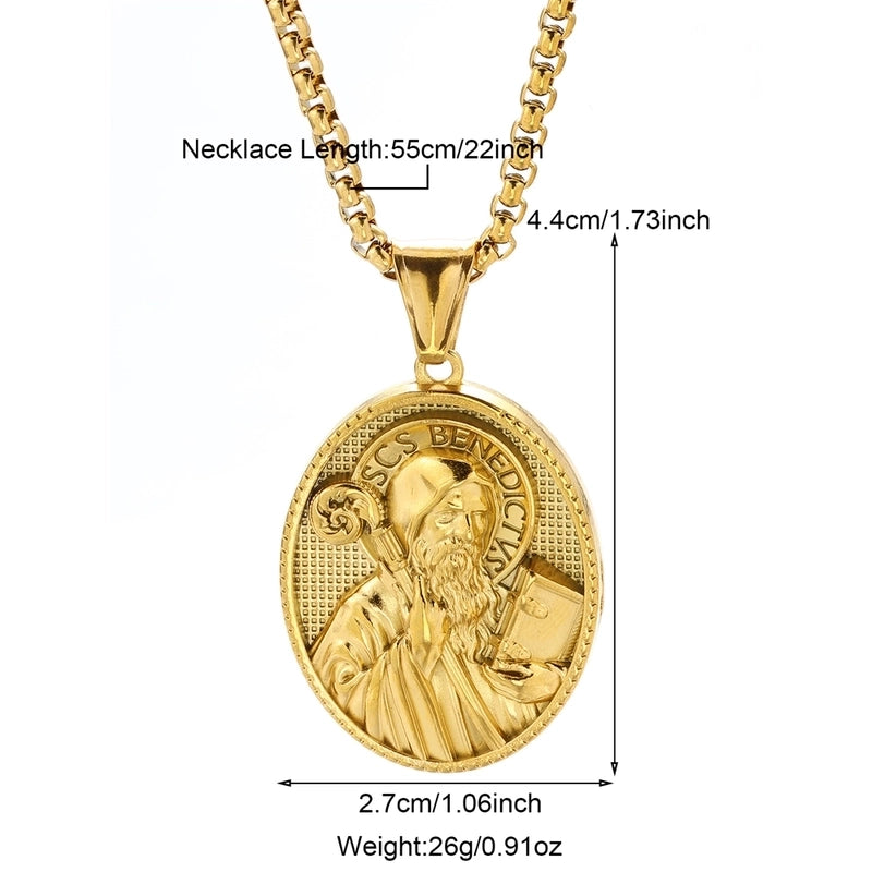 Modern Style Classic Style Portrait Cross Solid Color 304 Stainless Steel 18K Gold Plated Round Pendant Necklace