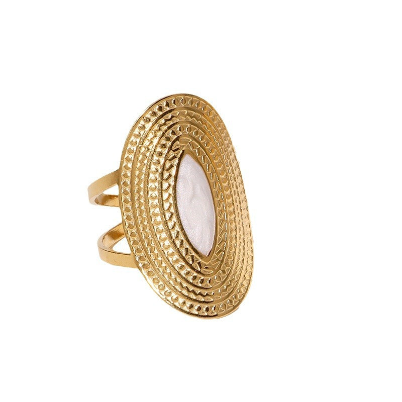 Minimalist Ellipse Geometric Stainless Steel Electroplating Rings