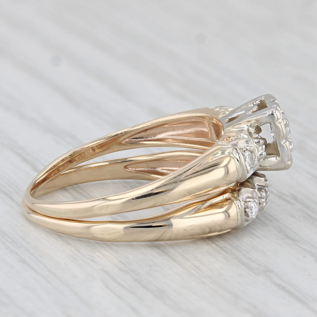 Vintage 0.20ctw Diamond Engagement Ring Wedding Bridal Set 14k Gold Size 8.25