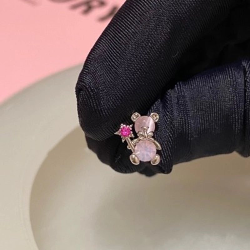 1 Piece Minimalist Moon Inlay Copper Zircon Ear Studs