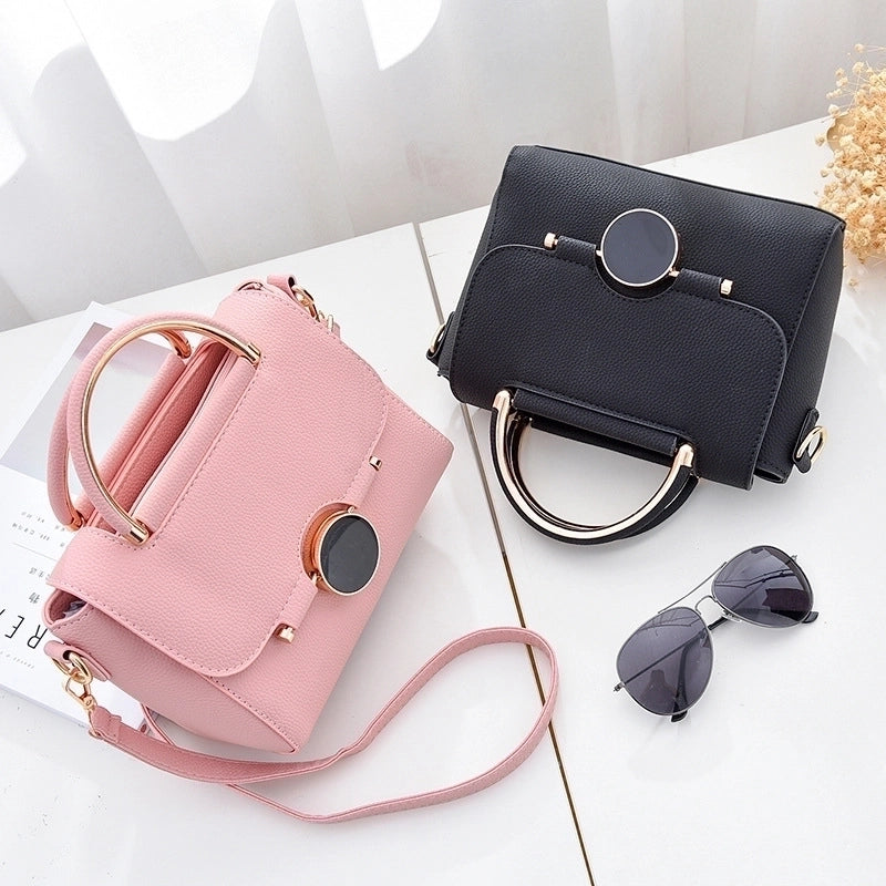 Women's Medium Pu Leather Solid Color Fashion Square Flip Cover Shoulder Bag Crossbody Bag