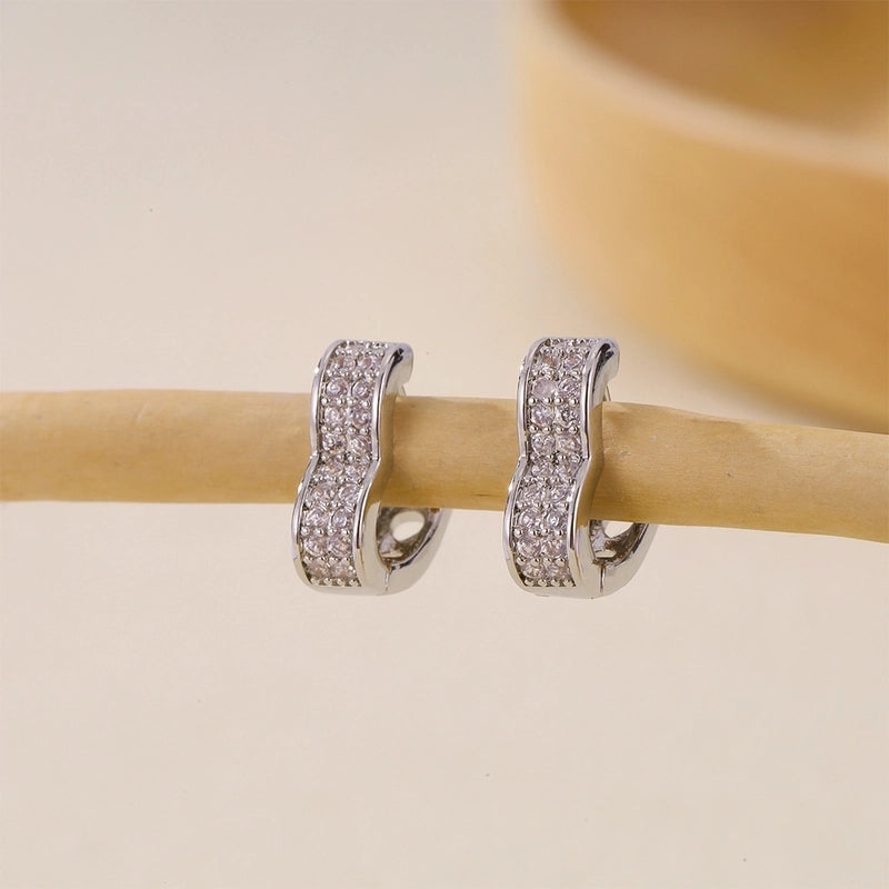 1 Pair Basic Minimalist Geometric Inlay Copper Zircon Earrings