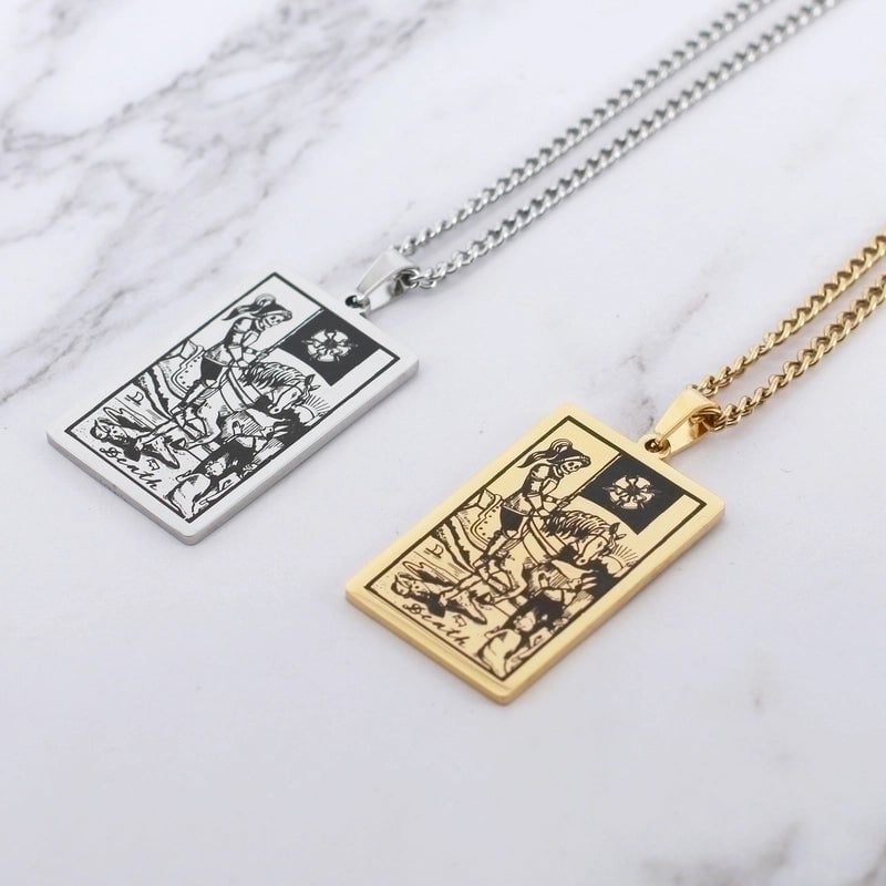 Retro Tarot Stainless Steel Titanium Steel Plating Necklace