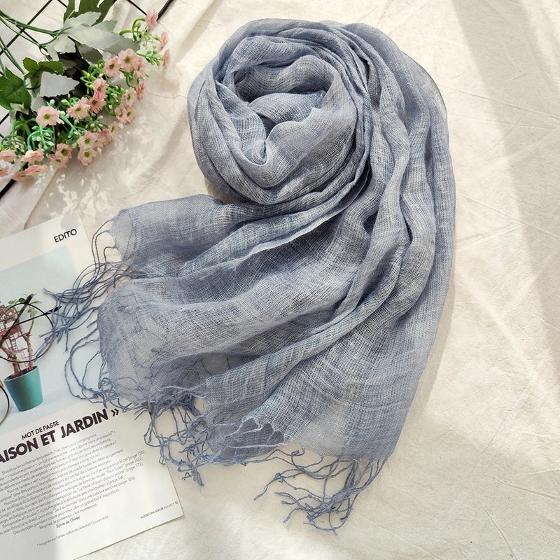 Women's Ethnic Style Solid Color Linen Silk Scarf