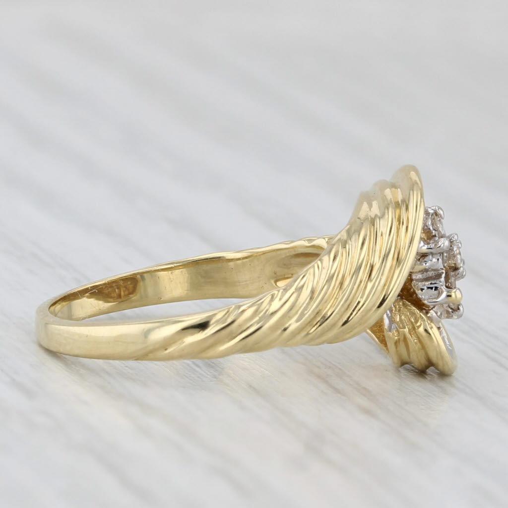 0.30ctw Diamond Flower Cluster Bypass Ring 18k Yellow Gold Size 5.75