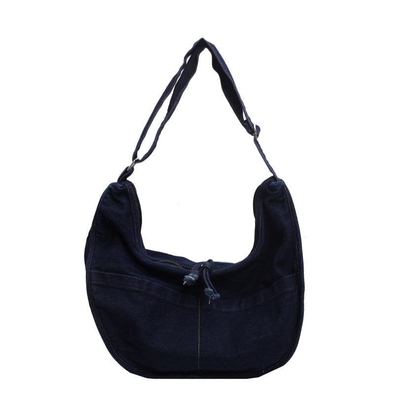 Women's Cloth Solid Color Streetwear Dumpling Shape Zipper Shoulder Bag Crossbody Bag