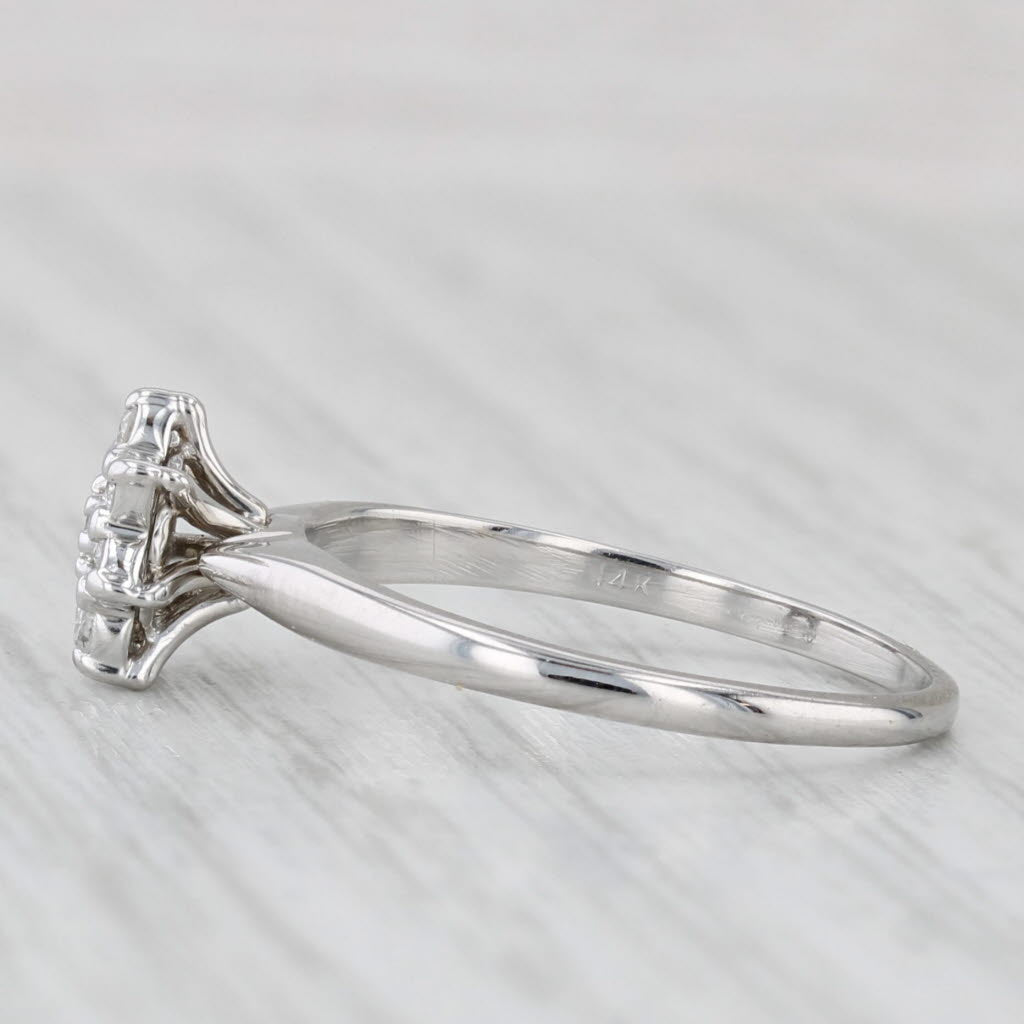 0.12ctw Diamond Cluster Flower Engagement Ring 14k White Gold Size 6.5