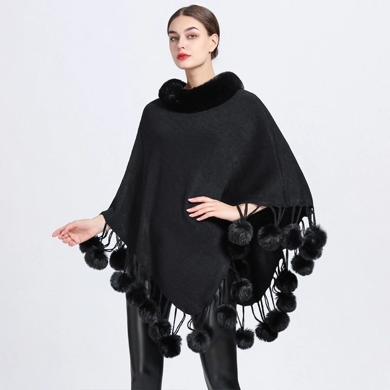 Women's Minimalist Solid Color Imitation Cashmere Polyester Tassel Shawl