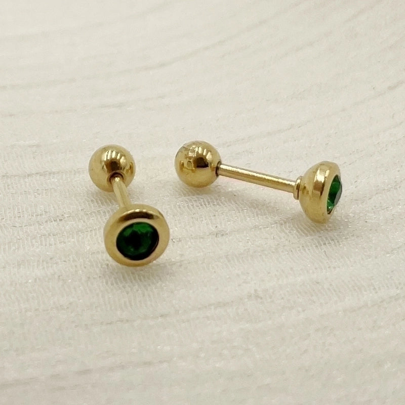 1 Pair Minimalist Geometric Inlay Stainless Steel Zircon Ear Studs