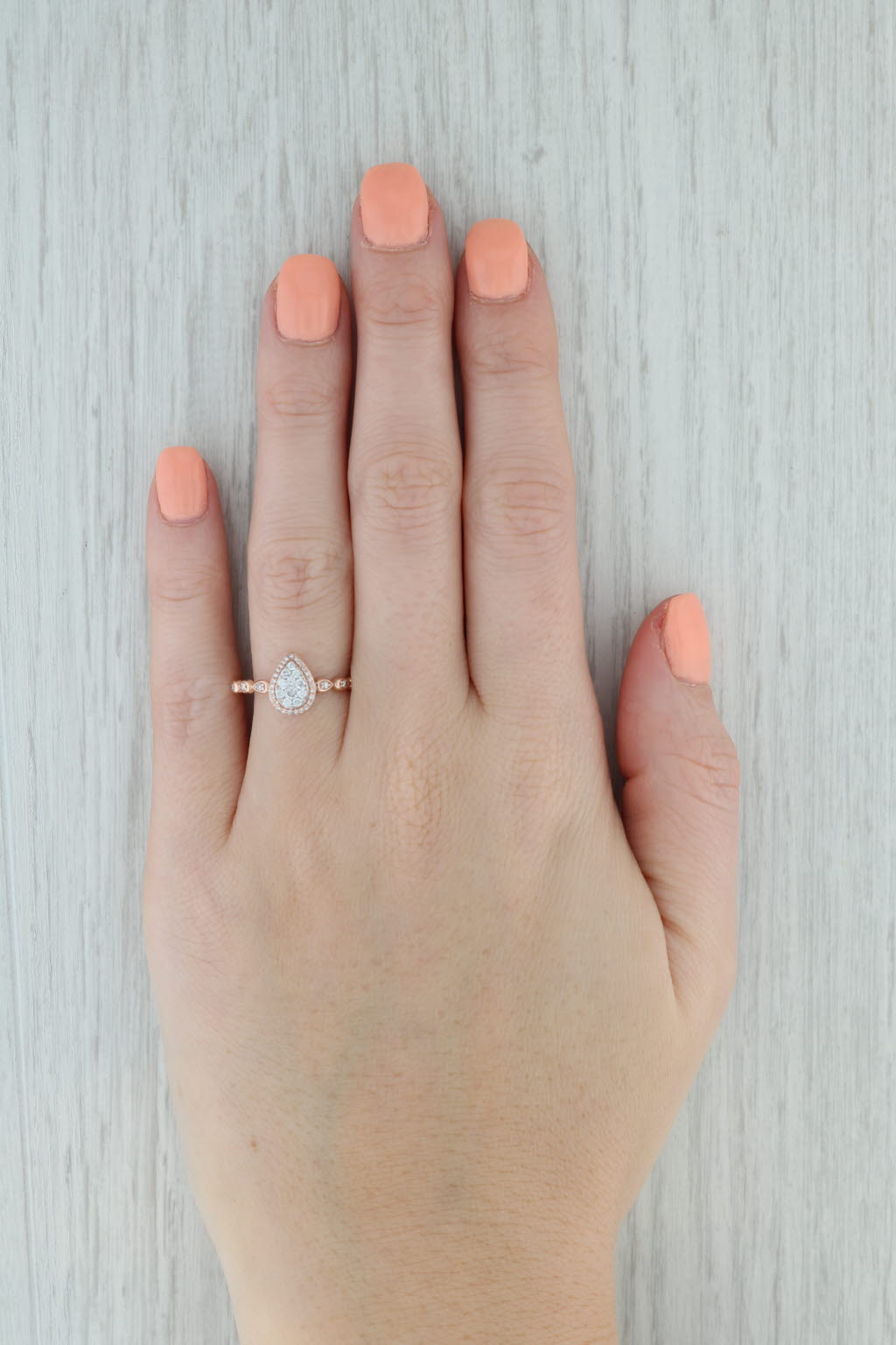 0.25ctw Diamond Teardrop Halo Engagement Ring 10k Rose Gold Size 7